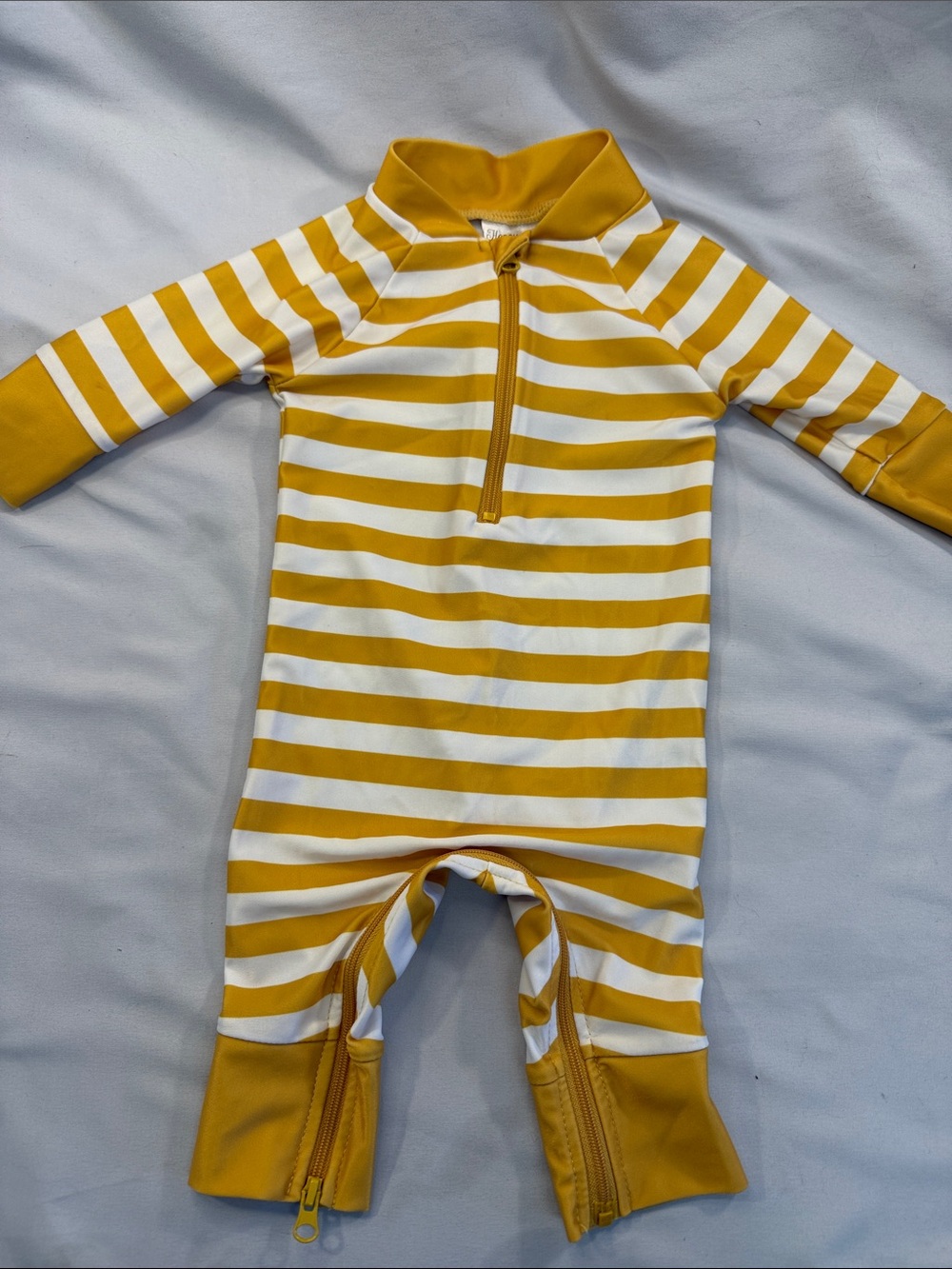 Honeysuckle NWOT Kids Yellow & White Stripe Zip Front Rashguard One-Piece